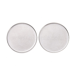 Non-Tarnish 304 Stainless Steel Plain Edge Bezel Cups, Flat Round, Stainless Steel Color, 36x2mm, Tray: 35mm(STAS-I184-03A-P)