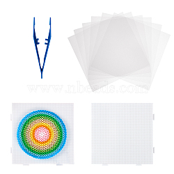 DIY Fuse Beads Sets, with Thermostability Ironing Papers, Tweezers and ABC Plastic Pegboards Used for 2.6mm DIY Fuse Beads, Square, White, 150x150x0.1mm, 145x145x6mm, 130x35x11mm(DIY-PH0028-01)