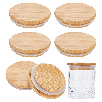 Bamboo Bottle Caps, Reusable Sealer Covers, with Silicone Ring, BurlyWood, 85x20mm