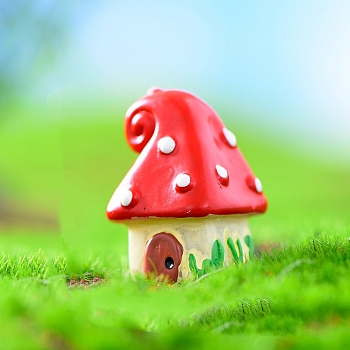 Resin Miniature Ornaments, Micro Landscape Home Dollhouse Accessories, Pretending Prop Decorations, Mushroom, Red, 20x30mm