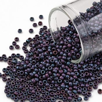 TOHO Round Seed Beads, Japanese Seed Beads, (705) Matte Color Frost Iris Blue, 11/0, 2.2mm, Hole: 0.8mm, about 5555pcs/50g