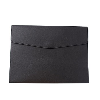 PU Imitation Leather A4 File Envelopes, Document Organizer, Office Supply, with Magnetic Closure, Rectangle, Black, 240x330x3.5mm