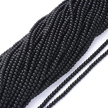 Opaque Glass Beads Strands, Round, Black, 2.5mm, Hole: 0.7mm, about 177pcs/Strand, 14.09 inch(35.8cm)