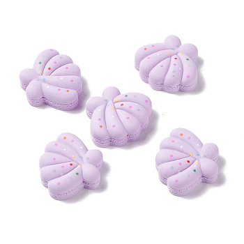Opaque Resin Cabochons, Shell, Lilac, 20x23x7mm