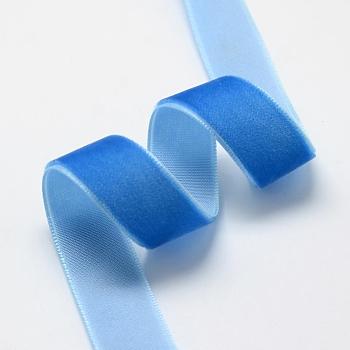 5/8 inch Single Face Velvet Ribbon, Dodger Blue, 5/8 inch(15.9mm), about 25yards/roll(22.86m/roll)