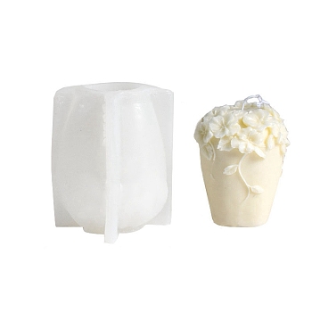 3D Pillar with Flower DIY Candle Silicone Molds, for Scented Candle Making, White, 11.15x8.5x7.9cm