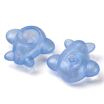 Luminous Transparent Acrylic Beads, Glow in the Dark, Airplane, Blue, 12x25.5x28mm, Hole: 2.7mm