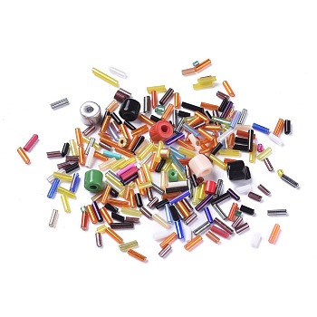 Glass Beads, Tube, Mix Style, Mixed Color, 2~14x2~7mm, Hole: 0.8~2.5mm