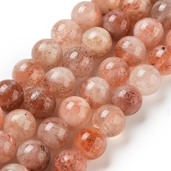 Natural Sunstone Beads Strands, Round, 8mm, Hole: 1mm, about 49pcs/strand, 15.28''(38.8cm)