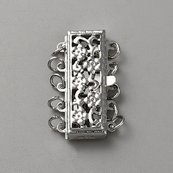 Brass Box Clasps, with Jump Ring, Platinum, 23.5x13x3.5mm, Hole: 2mm