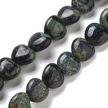 Natural Kambaba Jasper Beads Strands, Heart, 10x10x5.5mm, Hole: 1.2mm, about 40pcs/strand, 14.37 inch(36.5cm)