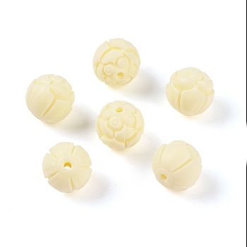 Synthetic Shell & Resin Beads, Round, Beige, 11x10.5mm, Hole: 1.5mm