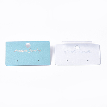Plastic Display Cards, Used For Earrings, Rectangle, Sky Blue, 3.1x5.2x0.7~0.8cm, Hole: 6mm