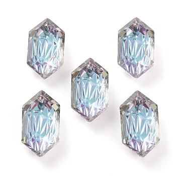 Embossed Glass Rhinestone Pendants, Bicone, Faceted, Vitrail Light, 20x10x5.5mm, Hole: 1.6mm