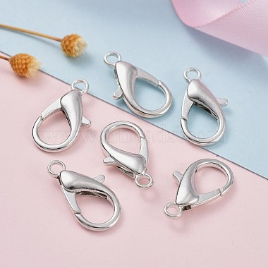 Platinum Plated Zinc Alloy Lobster Claw Clasps(X-E107-P-NF)-6