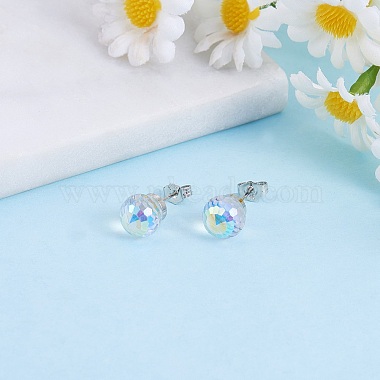4 Pairs 4 Style Natural Quartz Crystal Round Ball Stud Earrings Set(JE958A)-6