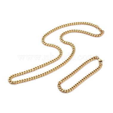 304 Stainless Steel Curb Chains Bracelets & Necklaces Jewelry Sets(SJEW-I206-02A-G)-2