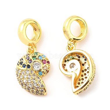 Real 18K Gold Plated Colorful Shell Shape Brass+Cubic Zirconia Pendants