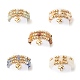 3 Uds. 3 anillos de dedo con cuentas de latón y piedras preciosas naturales de estilo con 304 colgantes de corazón de acero inoxidable para mujer(RJEW-JR00470)-1