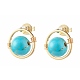 Synthetic Turquoise Round Beads Stud Earrings for Girl Women(EJEW-JE04666-05)-1