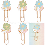 6Pcs 2 Colors Daisy Zinc Alloy Enamel Paper Clips, Mixed Color, 60x27x3mm, 3pcs/color(AJEW-SC0002-83)