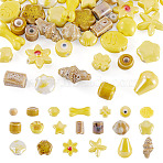 40Pcs 20 Styles Handmade Porcelain Beads, Bright Glazed Porcelain, Mixed Shapes, Yellow, 6~20x6~20x5~11mm, Hole: 1.5~3.5mm, 2pcs/style(PORC-TA0001-44)