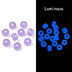 Transparent & Luminous Plastic Beads, Frosted, Crow Beads, Pony Beads, Glow in the Dark, Barrel, Plum, 9x6mm, Hole: 3.8mm, about 1900pcs/500g(KY-T025-01-H04)