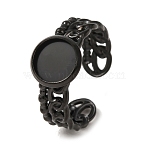 Curb Chains Shapes 304 Stainless Steel Ring Components, Round Bezel Cup Ring Settings, Ion Plating(IP), Black, 10mm, 18mm, Tray Size: 8mm(STAS-P454-04A-B)