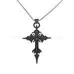 Gothic Alloy Skeleton Cross Pendant Necklaces for Men, Antique Silver Chain, Gunmetal Pendants, Antique Silver, 23.62 inch(60cm)(FS-WG0F70E-01)