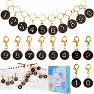 DIY Knitting Tool Sets, with Alloy Enamel Pendant Stitch Markers & Knitting Row Counter Chains, Black, 2.7~13.6cm, 11pcs/box(HJEW-SC00020)