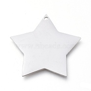304 Stainless Steel Pendants, Manual Polishing, Stamping Blank Tag, Laser Cut, Star, Stainless Steel Color, 22x23x0.8mm, Hole: 1.2mm(STAS-L238-108B-P)