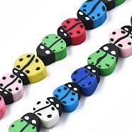 Handmade Polymer Clay Bead Strands, Ladybug, Colorful, 8~12x7.5~10x4~5mm, Hole: 1.5~2mm, about 38~40pcs/strand, 14.17 inch~15.35 inch(36~39cm)(CLAY-SZ0001-95A)