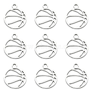 304 Stainless Steel Charms, Hollow, Sports Goods, Stainless Steel Color, Basketball Pattern, 12x10x1mm, Hole: 1mm(STAS-CJC0008-11P-02)