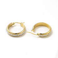 Crystal Rhinestone Hoop Earrings, 304 Stainless Steel Jewelry for Women, Golden, 25x27x3mm, Pin: 0.6x1mm(EJEW-M214-16B-G)