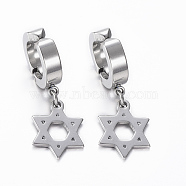 304 Stainless Steel Clip-on Earrings, Hypoallergenic Earrings, Hexagram, Stainless Steel Color, 32mm(EJEW-H351-16P)