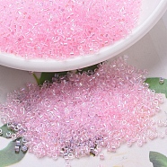 MIYUKI Delica Beads, Cylinder, Japanese Seed Beads, 11/0, (DB0071) Pink Lined Crystal AB, 1.3x1.6mm, Hole: 0.8mm, about 2000pcs/10g(X-SEED-J020-DB0071)