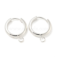 201 Stainless Steel Huggie Hoop Earring Findings, with Horizontal Loop and 316 Surgical Stainless Steel Pin, Silver, 16x3mm, Hole: 2.5mm, Pin: 1mm(STAS-P283-01Z-S)