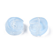 Transparent Spray Painted Glass Beads, Moon with Star, Light Sky Blue, 14x12.5x5mm, Hole: 1mm(GLAA-N035-036-C11)