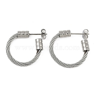 304 Stainless Steel Twist Stud Earrings for Women, Stainless Steel Color, 24.5x4.5mm(EJEW-M023-04P)