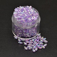 AB Color Plated Rice Electroplated Eco-Friendly Transparent Acrylic Beads, Lilac, 6x3mm, Hole: 1mm, about 17700pcs/500g(PACR-I002-20)