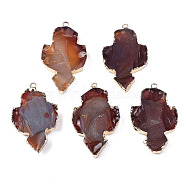 Natural Red Agate Big Pendants, with Light Gold Plated Brass Edge and Iron Loops, Cross, 48~51x30~32x7~10mm, Hole: 2mm(G-S359-362)