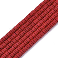 Spray Painted Non-magnetic Synthetic Hematite Beads Strands, Heishi Beads, Flat Round/Disc, Red, 3x1mm, Hole: 0.8mm, about 335~338pcs/strand, 15.94 inch(40.5cm)(G-R468-03B-07)