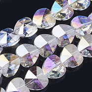 Electroplate Glass Beads, AB Color Plated, Faceted, Heart, Clear AB, 14x14x8.5mm, Hole: 1mm(EGLA-Q091-14mm-A18)