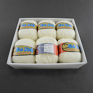 Soft Baby Yarns, with Cashmere, Acrylic Fibres and PAN Fiber, White, 2mm, about 50g/roll, 6rolls/box(YCOR-R020-01)