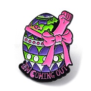 Easter Egg with Bowknot Enamel Pins, Black Alloy Badge for Backpack Cloths Hats Jacket, Dark Violet, 29.5x23x1.5mm(JEWB-Q040-01D)