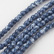 Natural White Jade Bead Strands, Round, Dyed, Royal Blue, 4mm, Hole: 1mm, about 104pcs/strand, 15.7 inch(400mm)(G-G916-4mm-05)