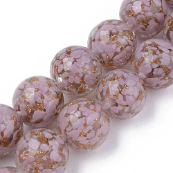 Handmade Gold Sand Lampwork Beads, Inner Flower, Round, Thistle, 20x19~20mm, Hole: 2mm, about 20pcs/strand, 14.96 inch(38cm)(LAMP-S194-008C-01)