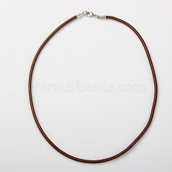 Cowhide Leather Necklace Making, with Brass Lobster Claw Clasps and Brass Cord Ends, Platinum Metal Color, Saddle Brown, 18.1 inch(X-AJEW-JW00001-02)