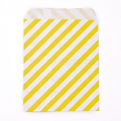 Kraft Paper Bags, No Handles, Food Storage Bags, Stripe Pattern, Yellow, 18x13cm(CARB-P001-B01-09)