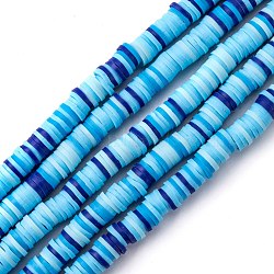 Handmade Polymer Clay Beads Strands, for DIY Jewelry Crafts Supplies, Heishi Beads, Disc/Flat Round, Dark Blue, 6x0.5~1mm, Hole: 1.8mm, about 290~320pcs/strand, 15.75 inch~16.14 inch(40~41cm)(CLAY-R089-6mm-T02B-31)